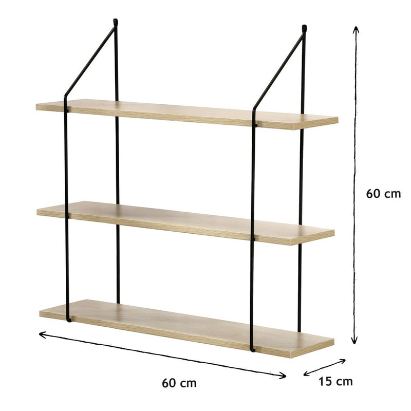 Étagère Murale 2 Niveaux Décor Bois - Décor Bois