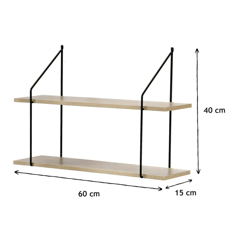 Étagère Murale 2 Niveaux Décor Bois - Décor Bois