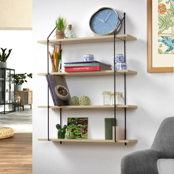 Étagère Murale 4 Niveaux Décor Bois - Bois