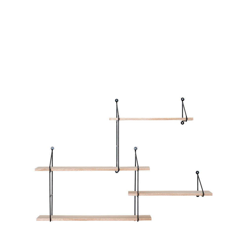 Harlem - Estantería de pared de madera y metal - Madera - Madera clara