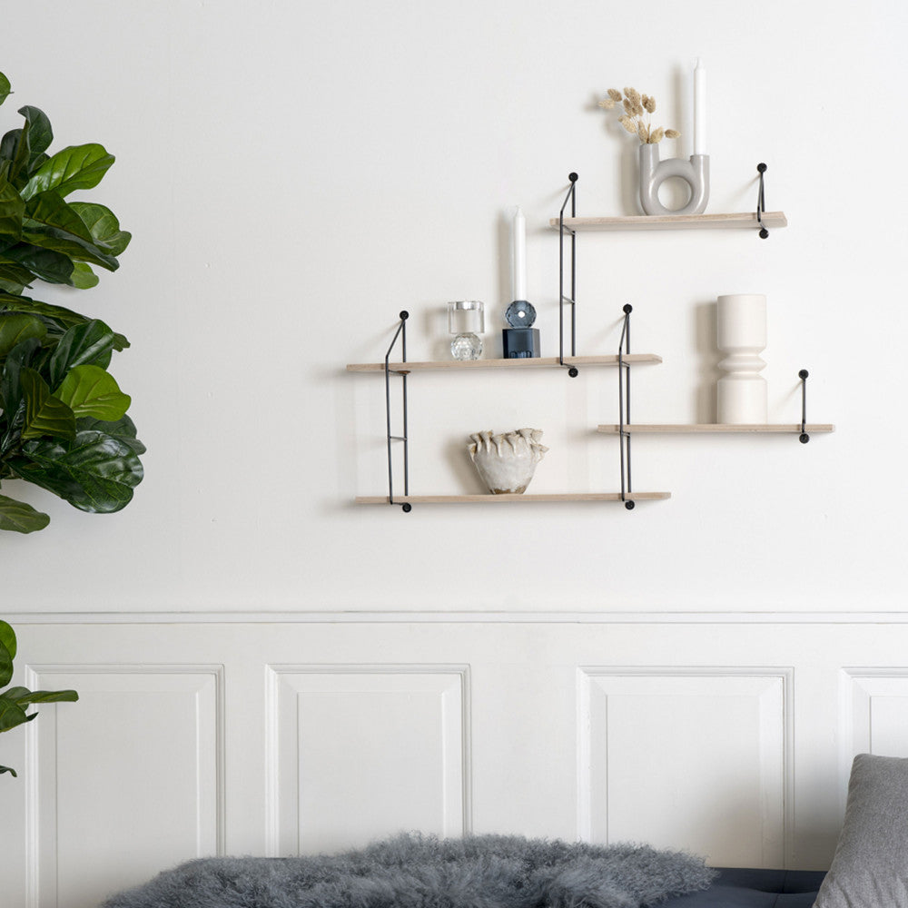 Harlem - Estantería de pared de madera y metal - Madera - Madera clara