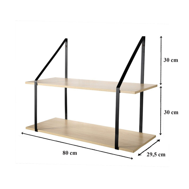 Estantería de pared profunda de 2 niveles - Decoración en madera