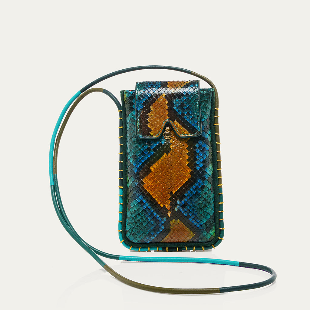 Etui à lunettes Emile Python Lotus Bleu