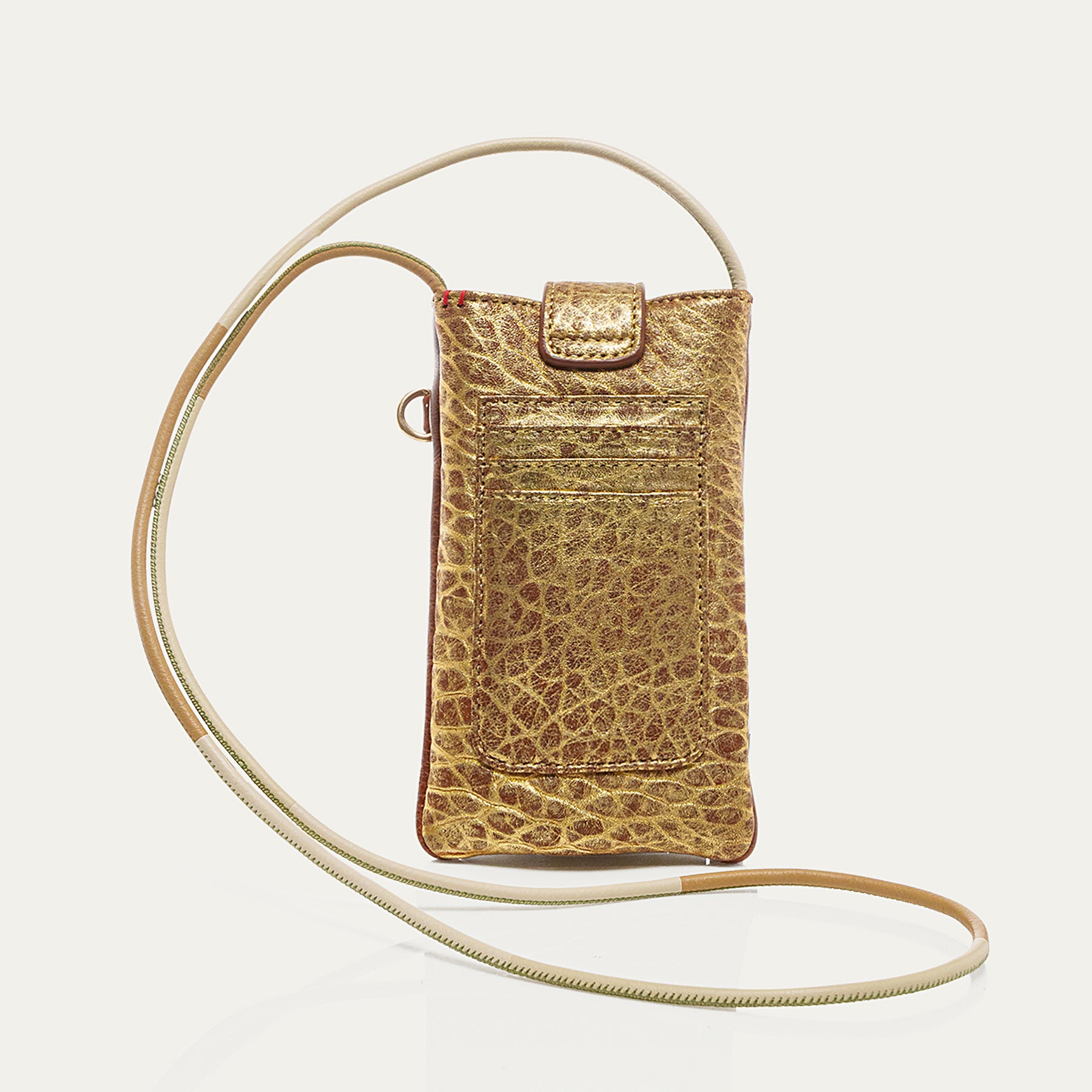 Etui à Telephone Double Marcus Cuir Bubble Or Antique