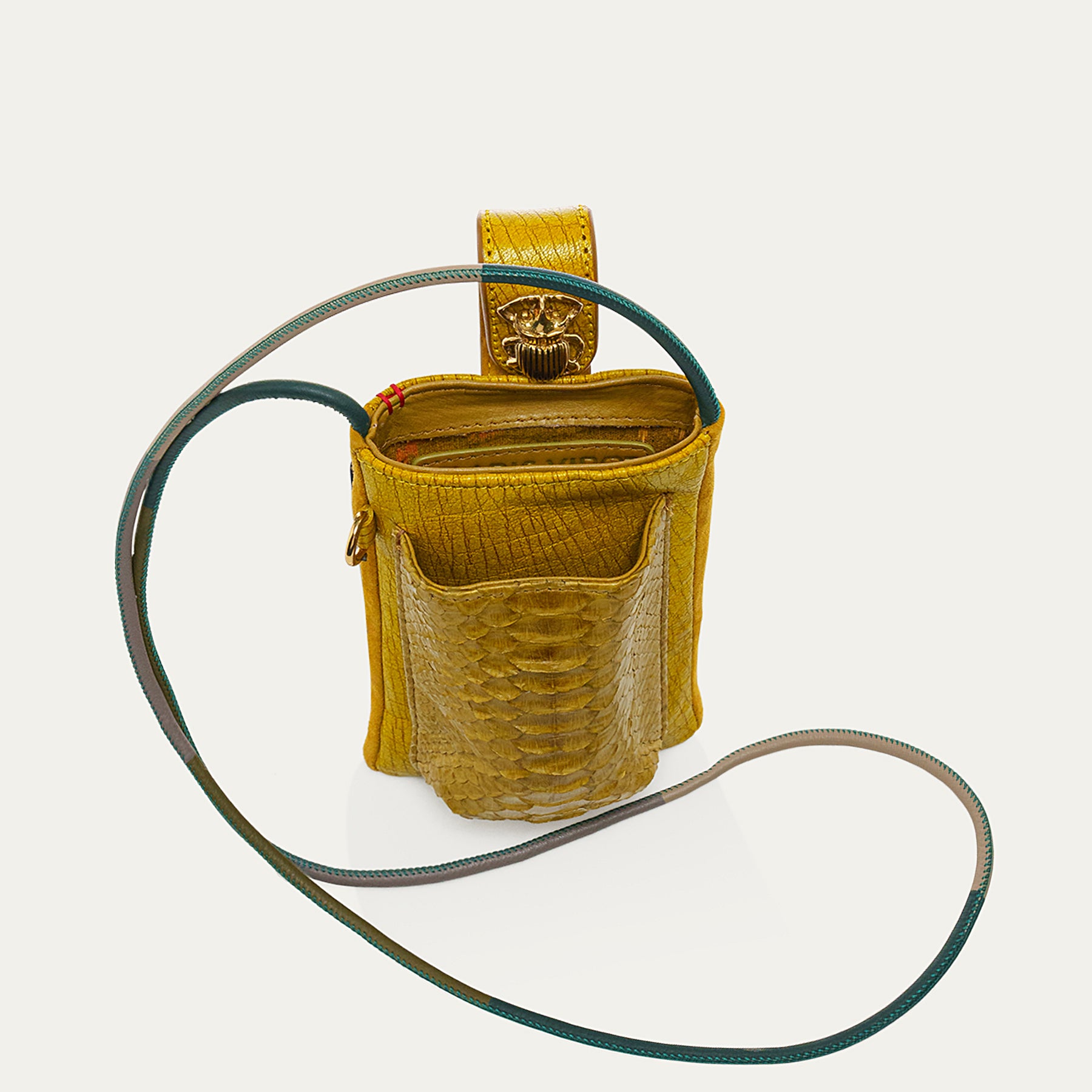 Etui à Telephone Python Double Marcus Soufre Or