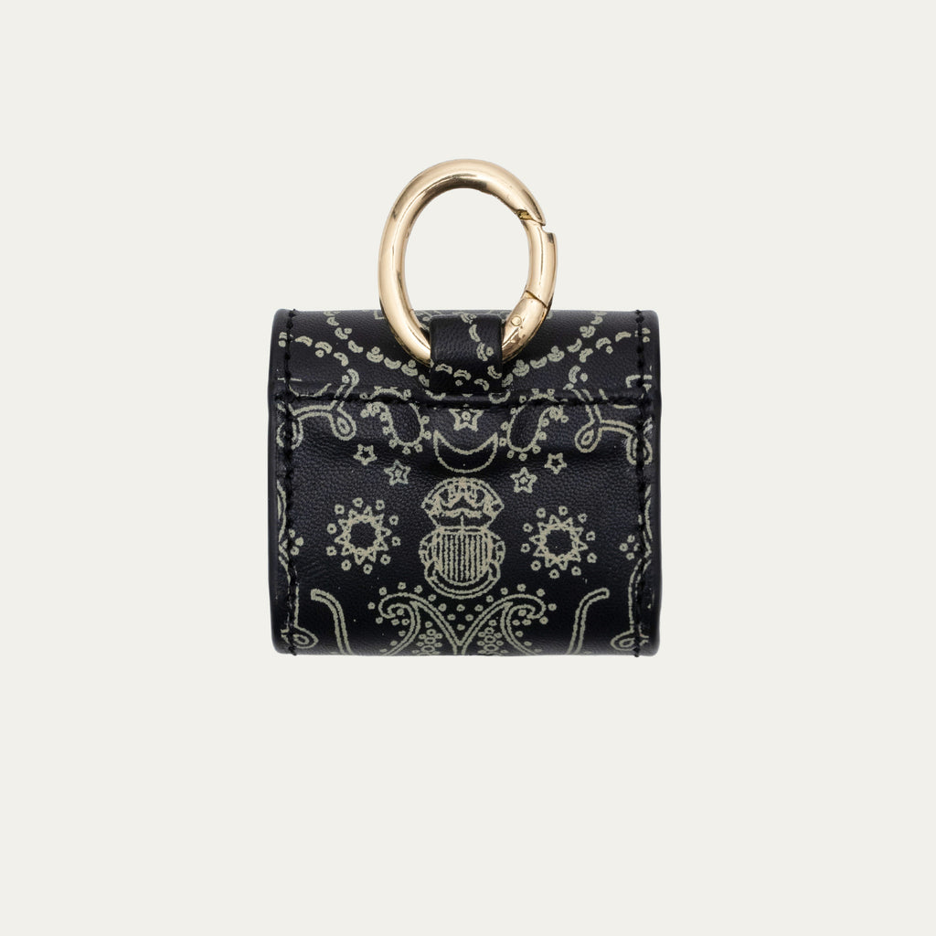 Etui Airpod Jamie Cuir Noir Imprimé Bandana