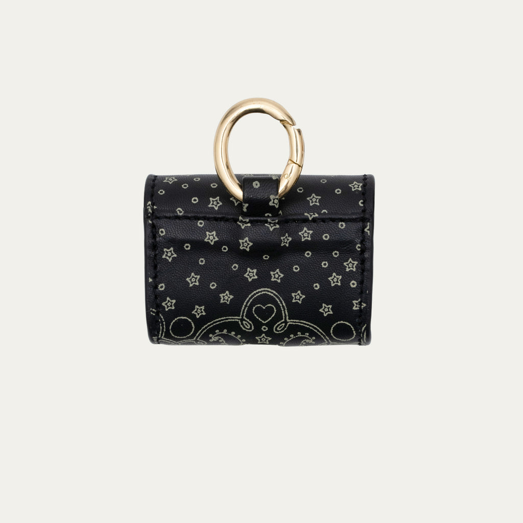 Etui Airpod Jamie Cuir Noir Imprimé Bandana