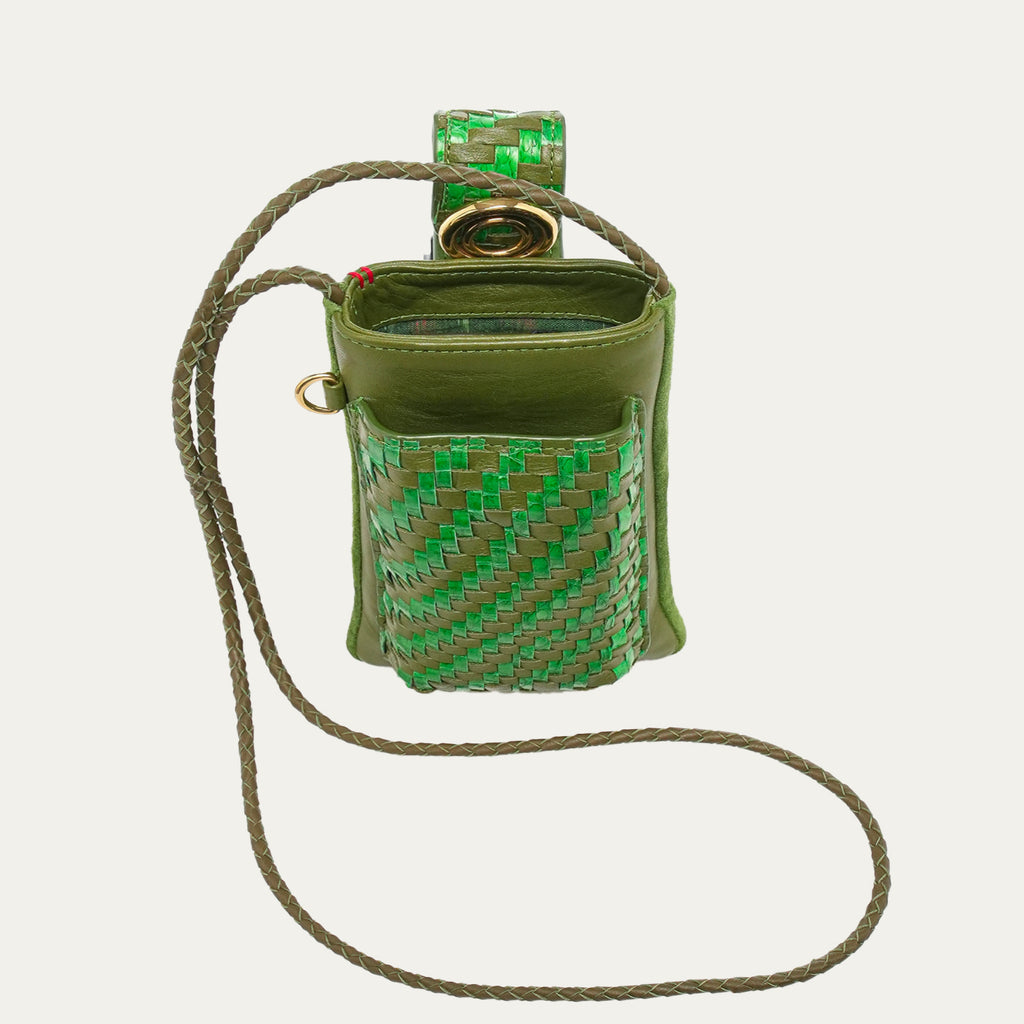 Etui Double Marcus Cuir Tressé Romarin