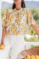 ÉZIA Blanche - Blouse Citrons