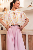 ÉZIA Jaune/Blanc - Blouse Fleurie