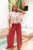 ÉZIA Rose/Blanc - Blouse Fleurie