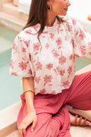 ÉZIA Rose/Blanc - Blouse Fleurie