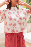 ÉZIA Rose/Blanc - Blouse Fleurie