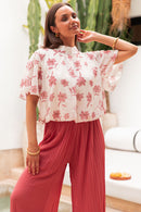 ÉZIA Rose/Blanc - Blouse Fleurie