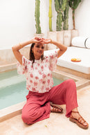 ÉZIA Rose/Blanc - Blouse Fleurie