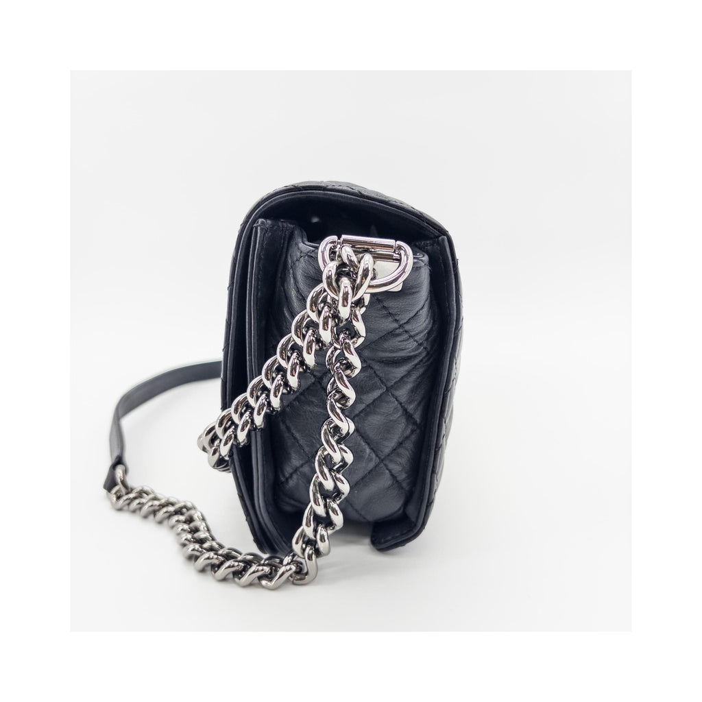 Sac Porté Épaule Chanel Reverso Boy Flap Old Medium Cuir - Noir