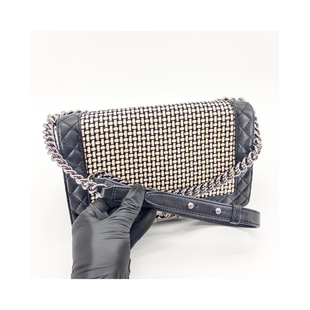 Sac Porté Épaule Chanel Reverso Boy Flap Old Medium Cuir - Noir