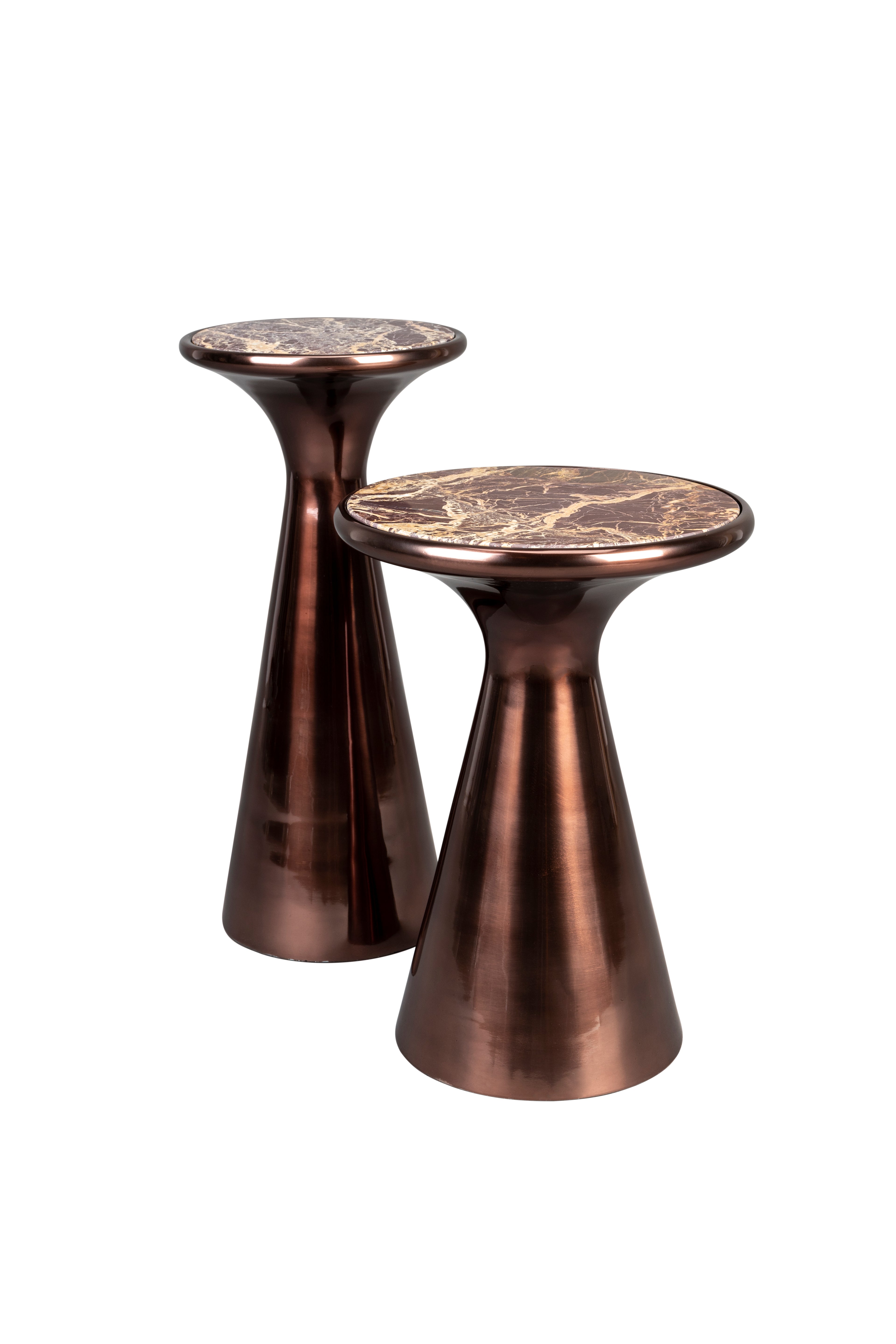 Mount M - Side Table - Aluminum - Brown/Black Marble