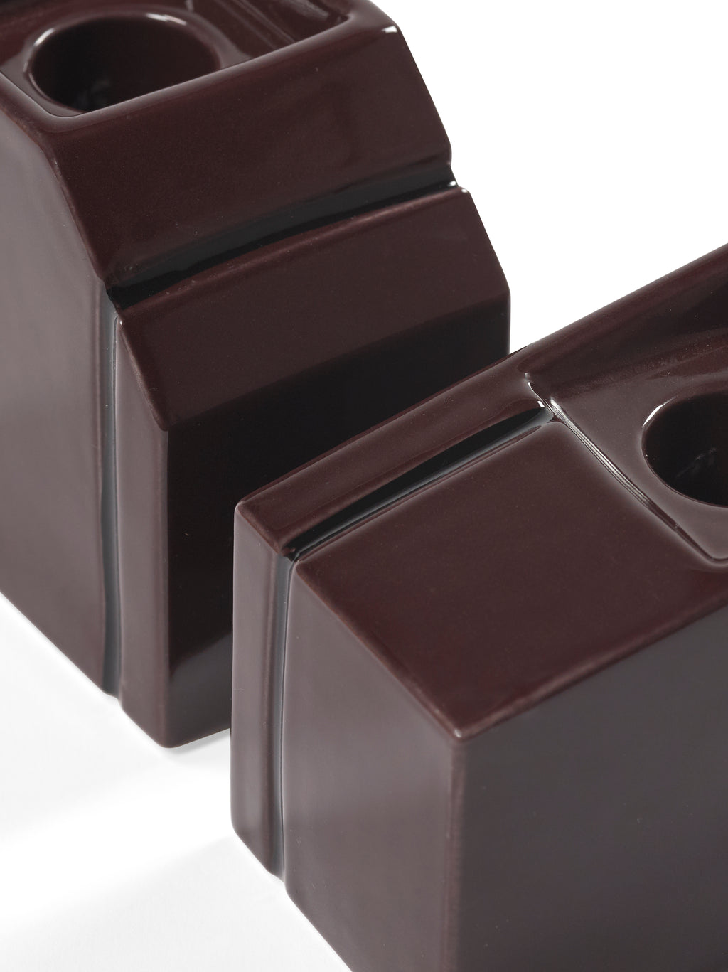 Accessories Silos - Sæt Med 2 Lysestager - Porcelæn - Bordeaux