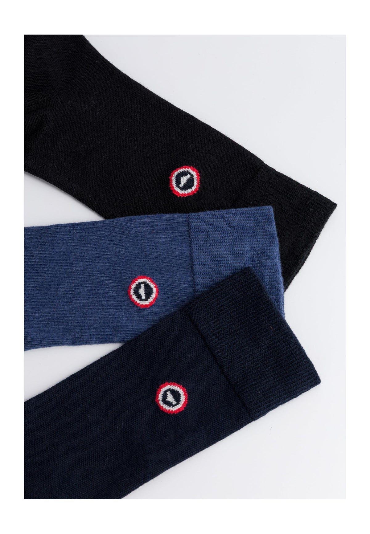 Lot De 3 Chaussettes Mi-Hautes - Noir Bleu Marine Bleu