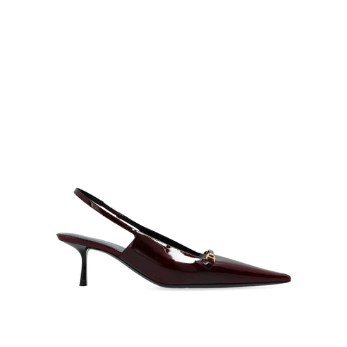 Escarpins - Saint Laurent 'Carine' Leather Slingback - Burgundy