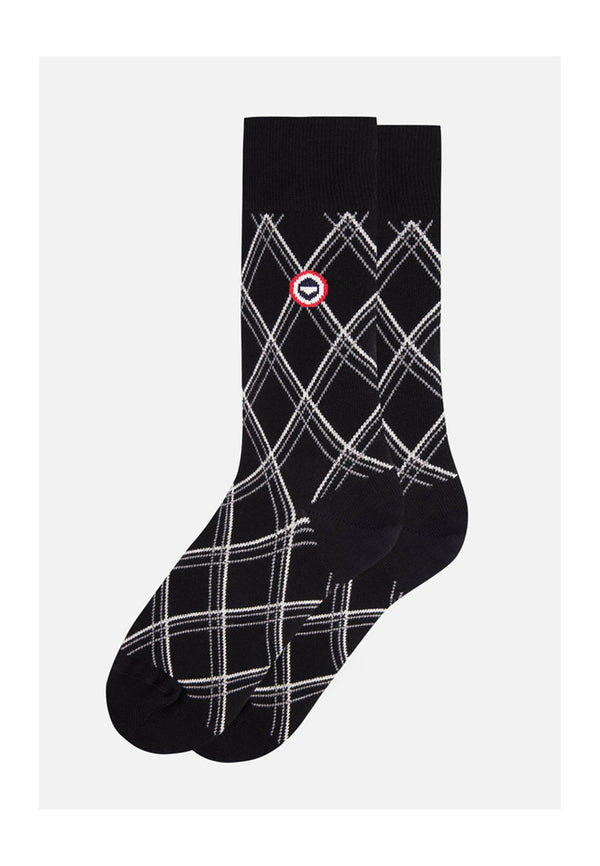 Podkolanówki w fantazyjną kratę Lucas Tartan – Czarny