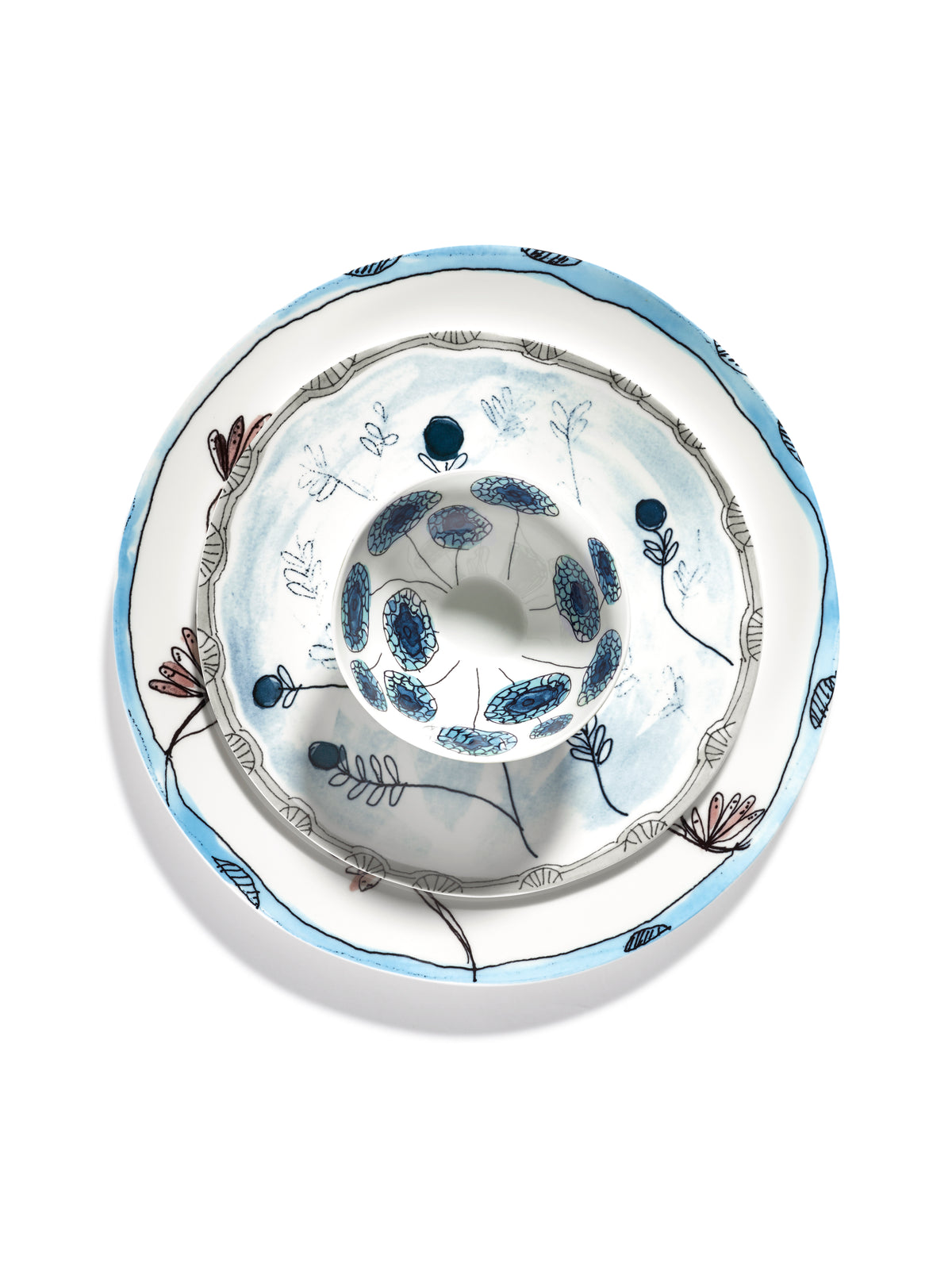 Midnight Flowers - Lot De 2 Plats De Service - S - Porcelaine Bone China - Camelia Aubergine