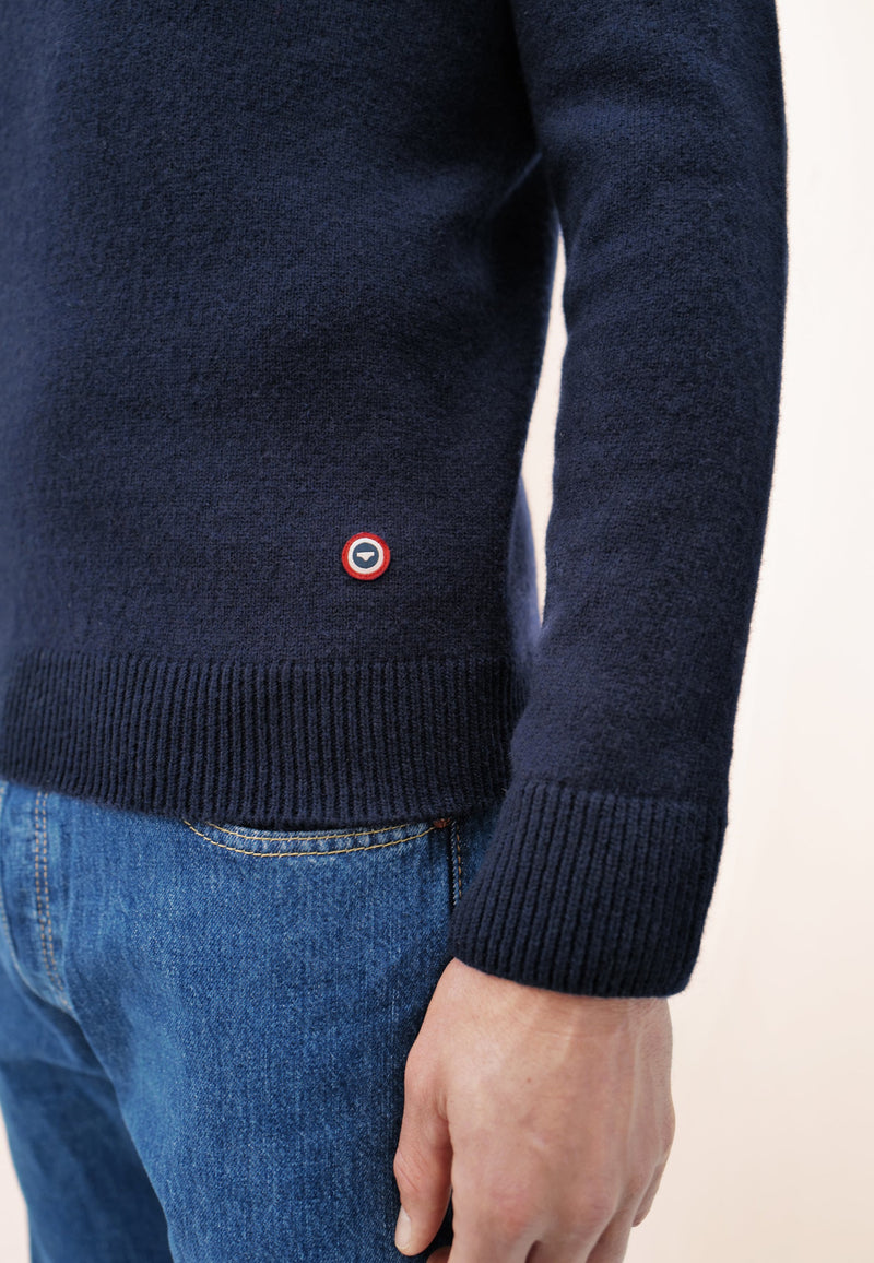 Pull Homme Bleu Marine En Maille - Jean Pull Marine
