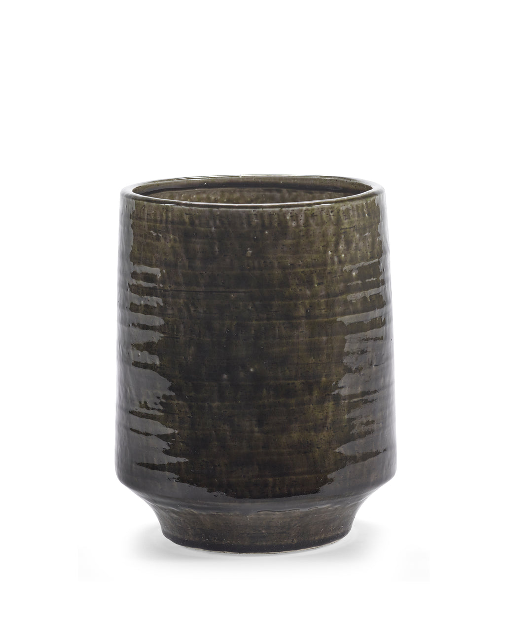 Glazed Shades - Pot De Fleurs 02 - L - Grès - Vert Foncé