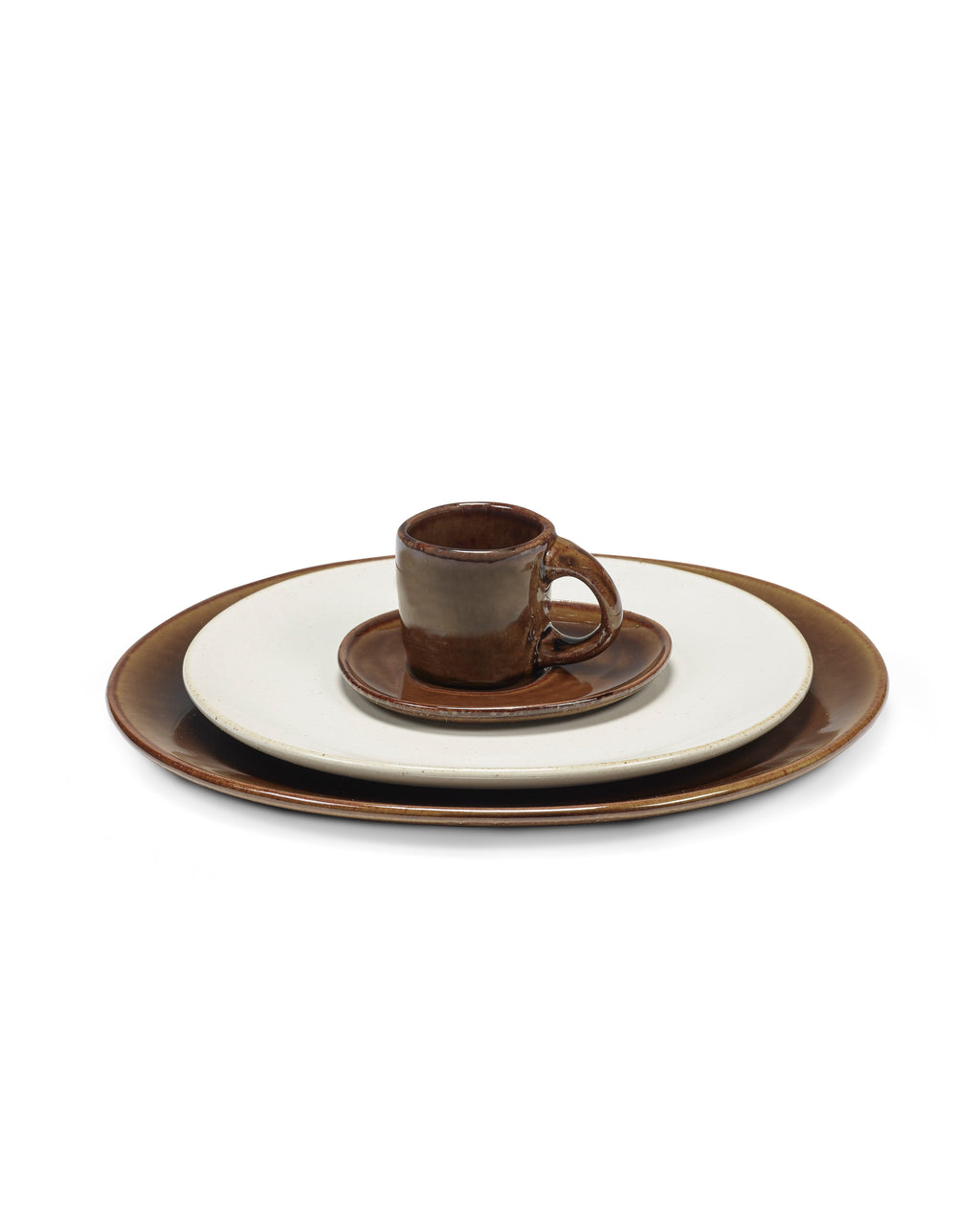 Out Of Lines - Lot De 2 Tasses À Expresso - Grès - Ocre