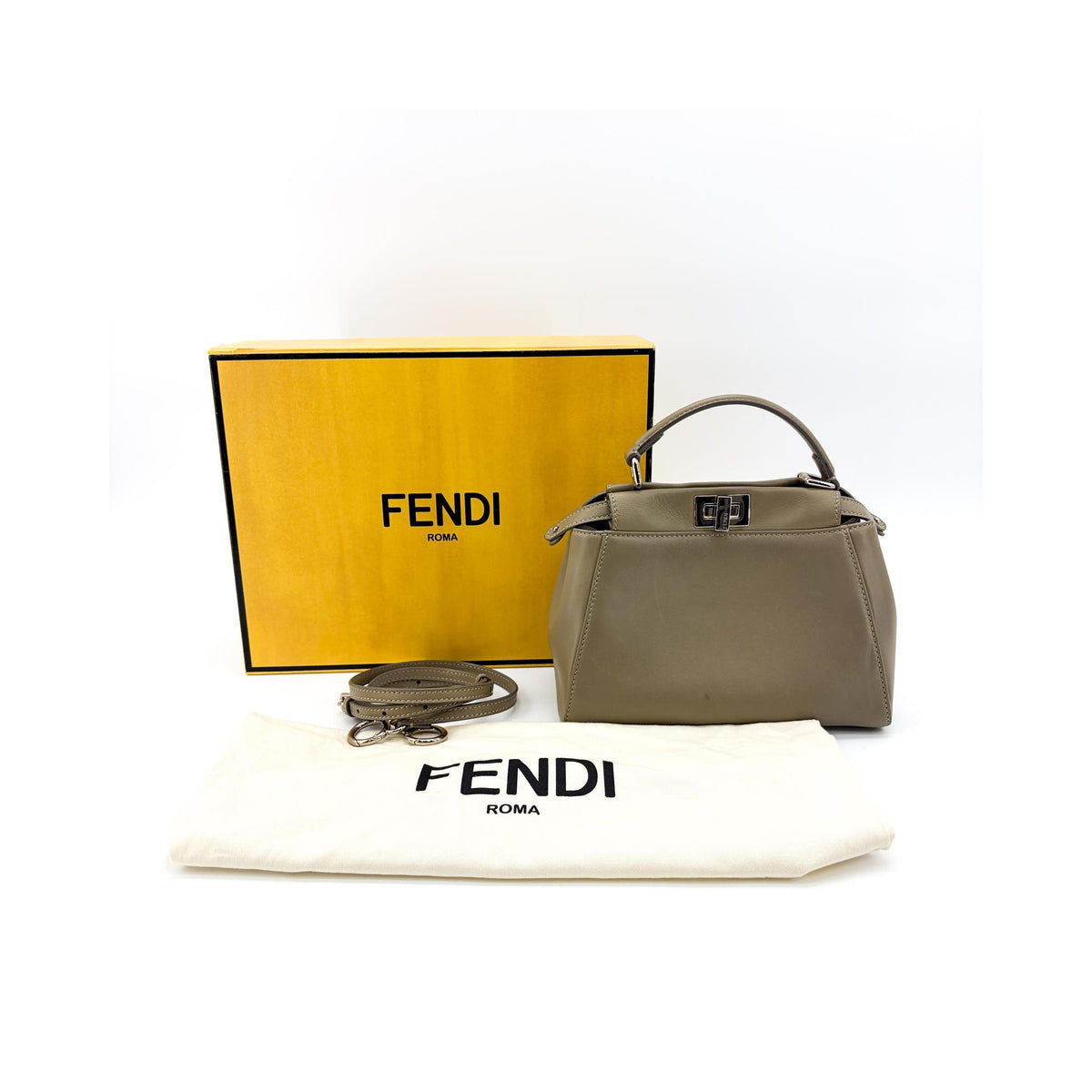 Sac À Main Fendi Peekaboo Regular Cuir - Beige