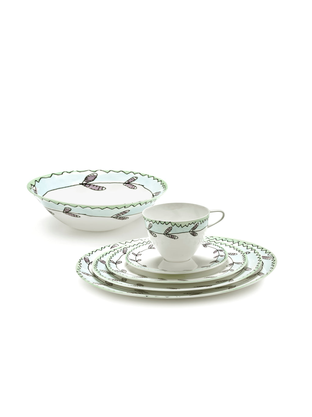 Midnight Flowers - Lot De 2 Bols Bas - L - Porcelaine Bone China - Blossom Milk