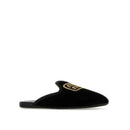Mules - Miu Miu Logo Embroidered Slip-On - Black