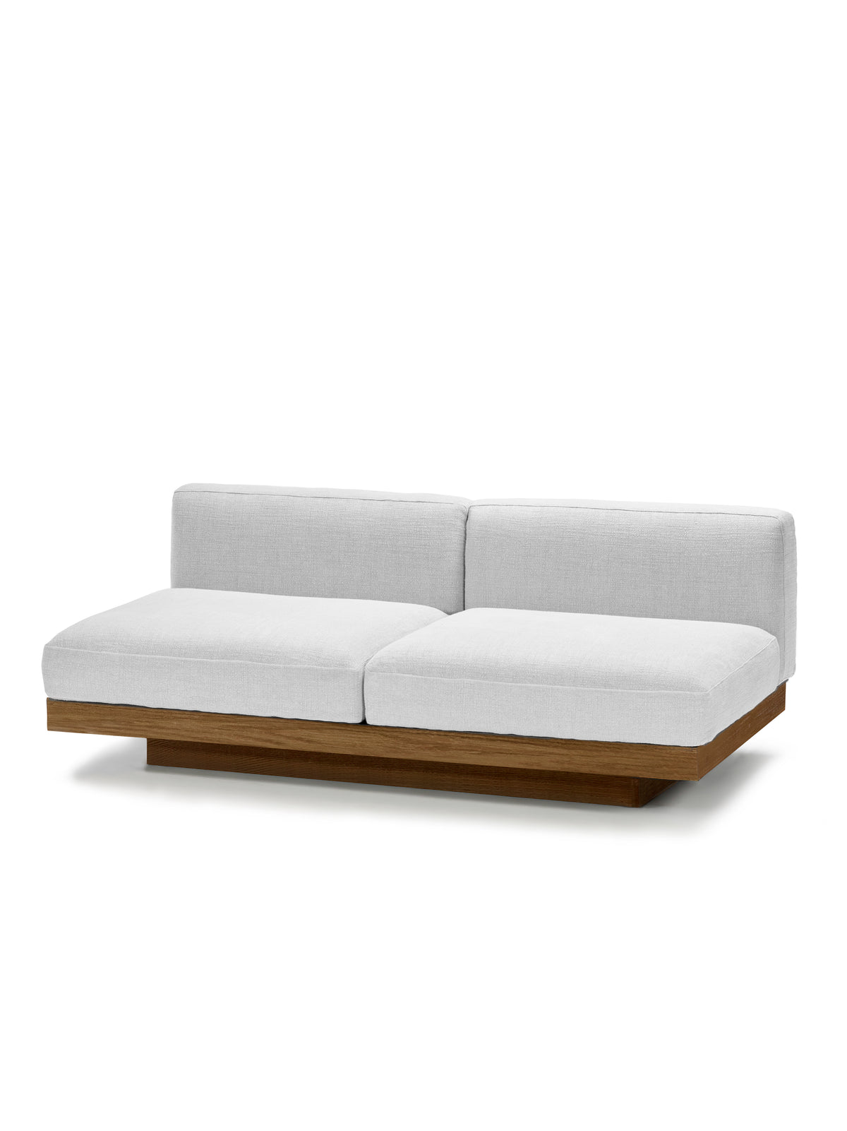 Rudolph - Banc 2 Places D'intérieur - Aluminium, Bois Et Tissu D'ameublement - Blanc Cassé Cognac