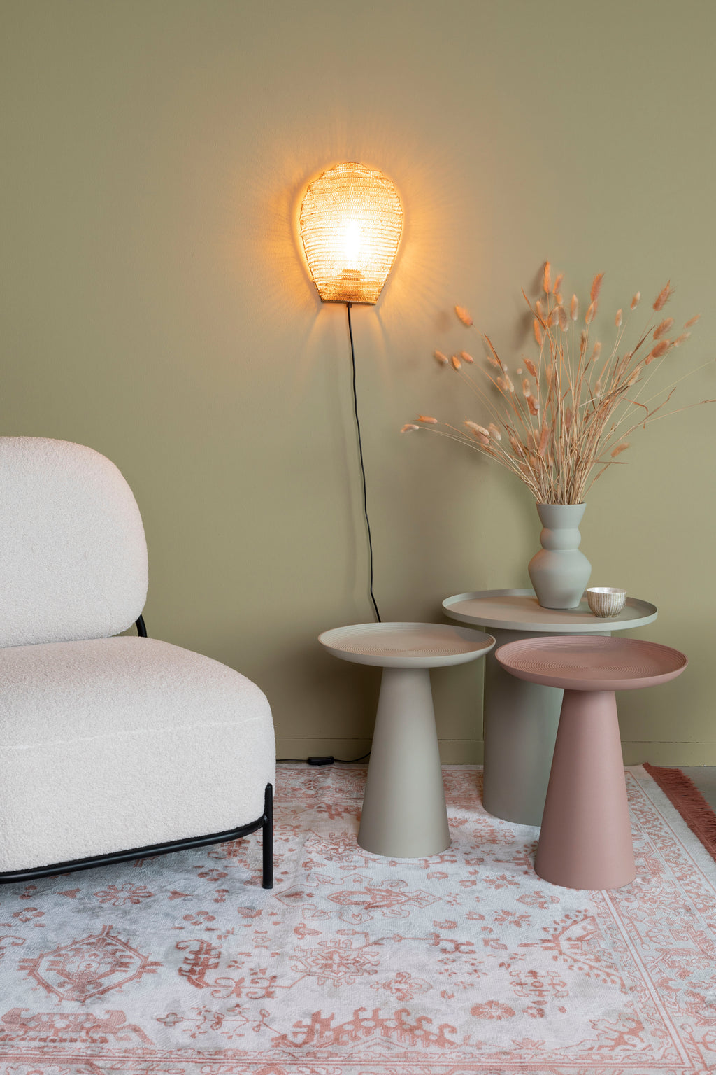 Sverre - Round Side Table - Metal - Ivory/White