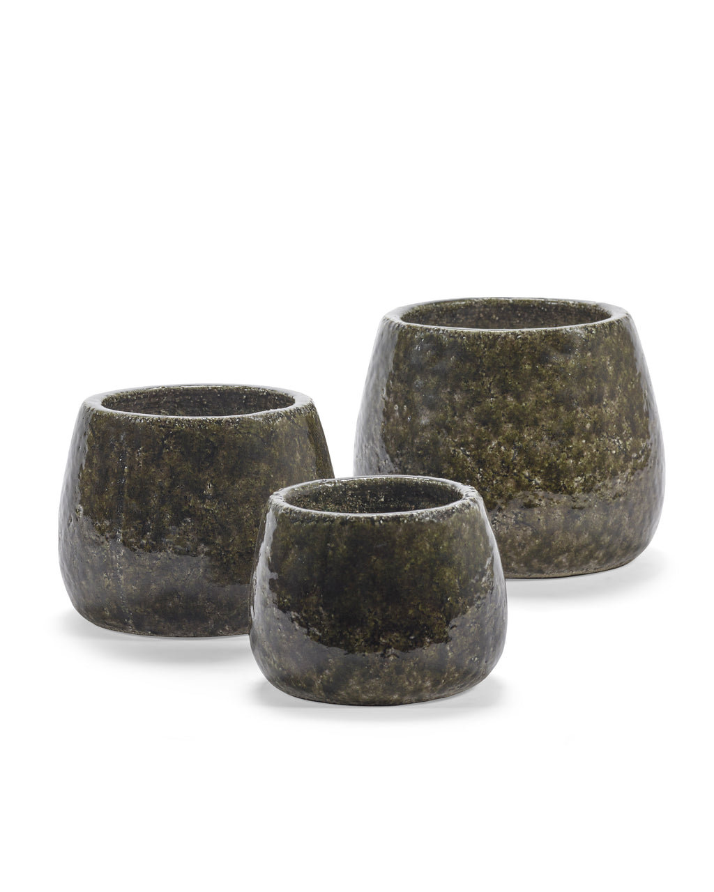 Glazed Shades - Pot De Fleurs 01 - M - Grès - Vert Foncé