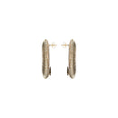 Close-up view of Boho Gold Silver Earring showcasing intricate hand-wrapped metallic threads in circular design.