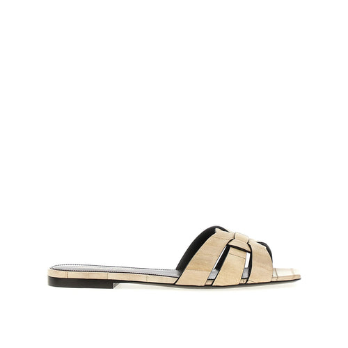 Sandales - Saint Laurent Tribute Eel Leather Flat - Beige