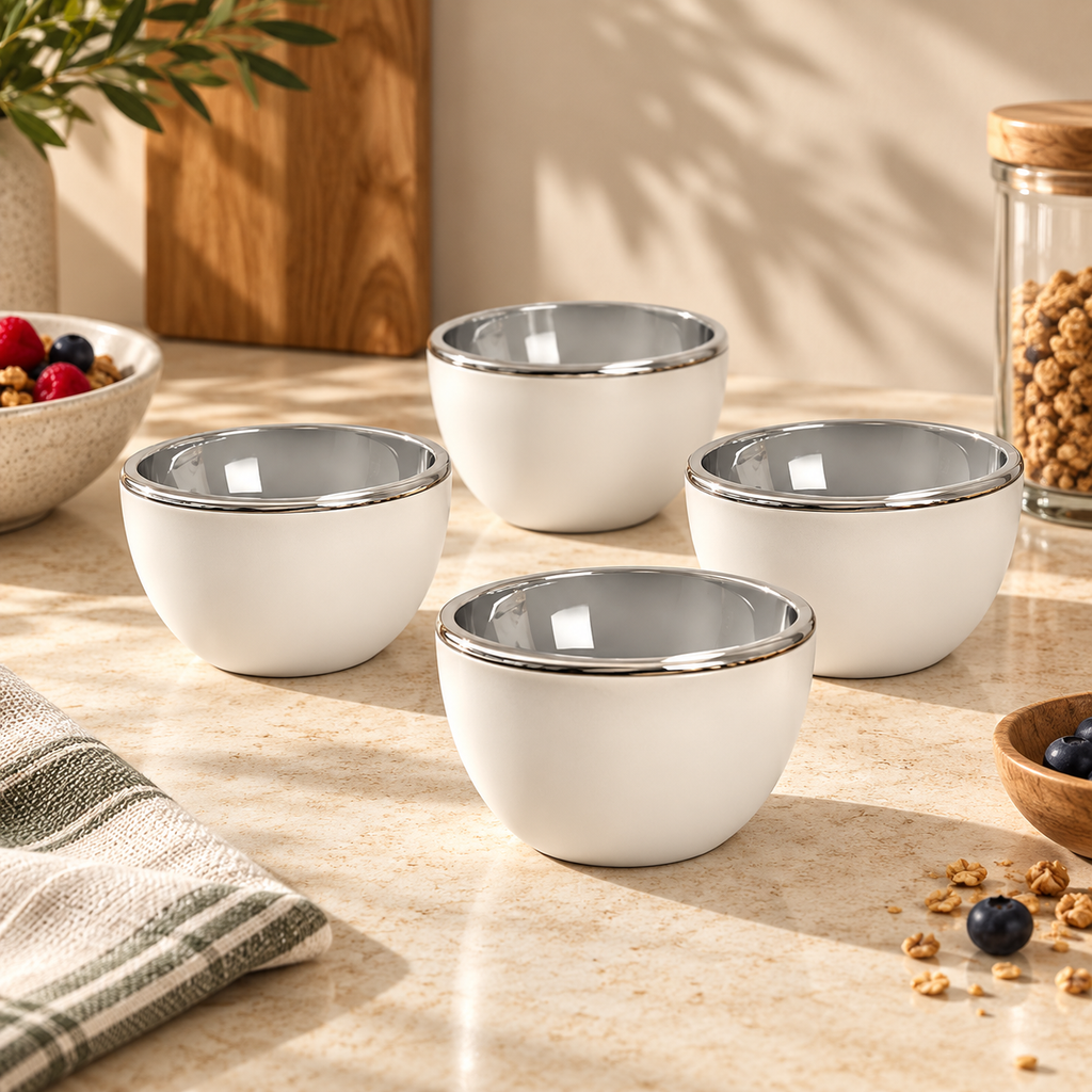 Sauter - Set Di 4 Ciotole Frosty Cups - Porcellana - Bianco