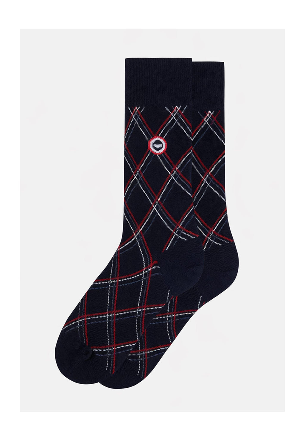 Chaussettes Mi-Hautes À Carreaux Fantaisie Lucas Tartan - Marine