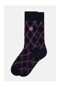 Chaussettes Mi-Hautes À Carreaux Fantaisie Lucas Tartan - Marine