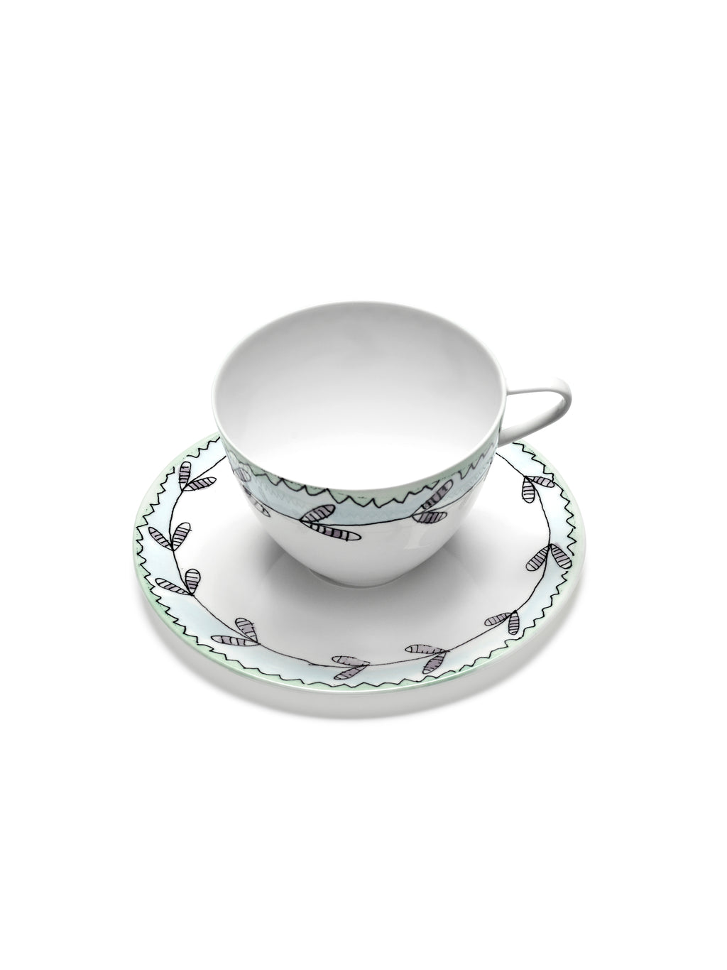 Midnight Flowers - Lot De 2 Tasses À Cappuccino + Soucoupes - Porcelaine Bone China - Blossom Milk