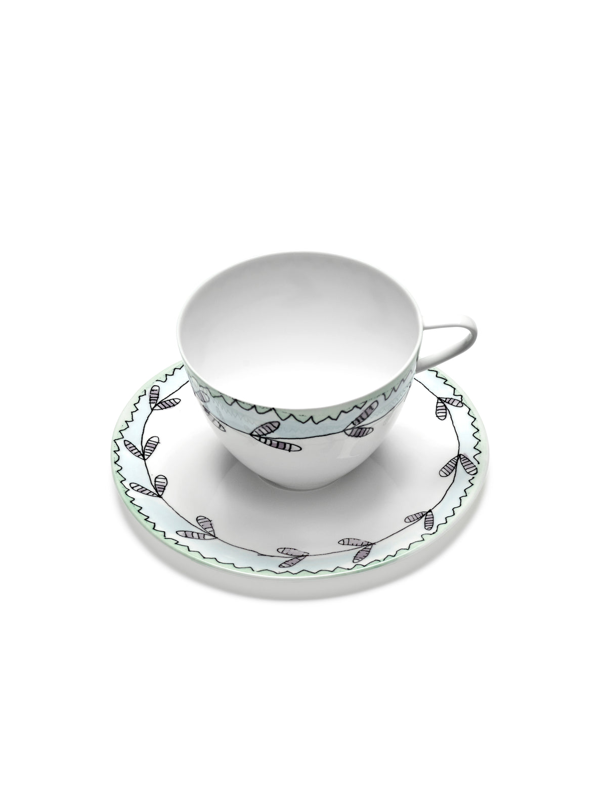 Midnight Flowers - Lot De 2 Tasses À Cappuccino + Soucoupes - Porcelaine Bone China - Blossom Milk