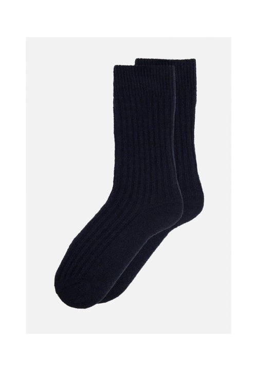 Chaussettes Mi-Hautes Bleu Marine En Fil D'Écosse - Paire De Chaussettes Mi-Hautes Marine En Fil D'Ecosse