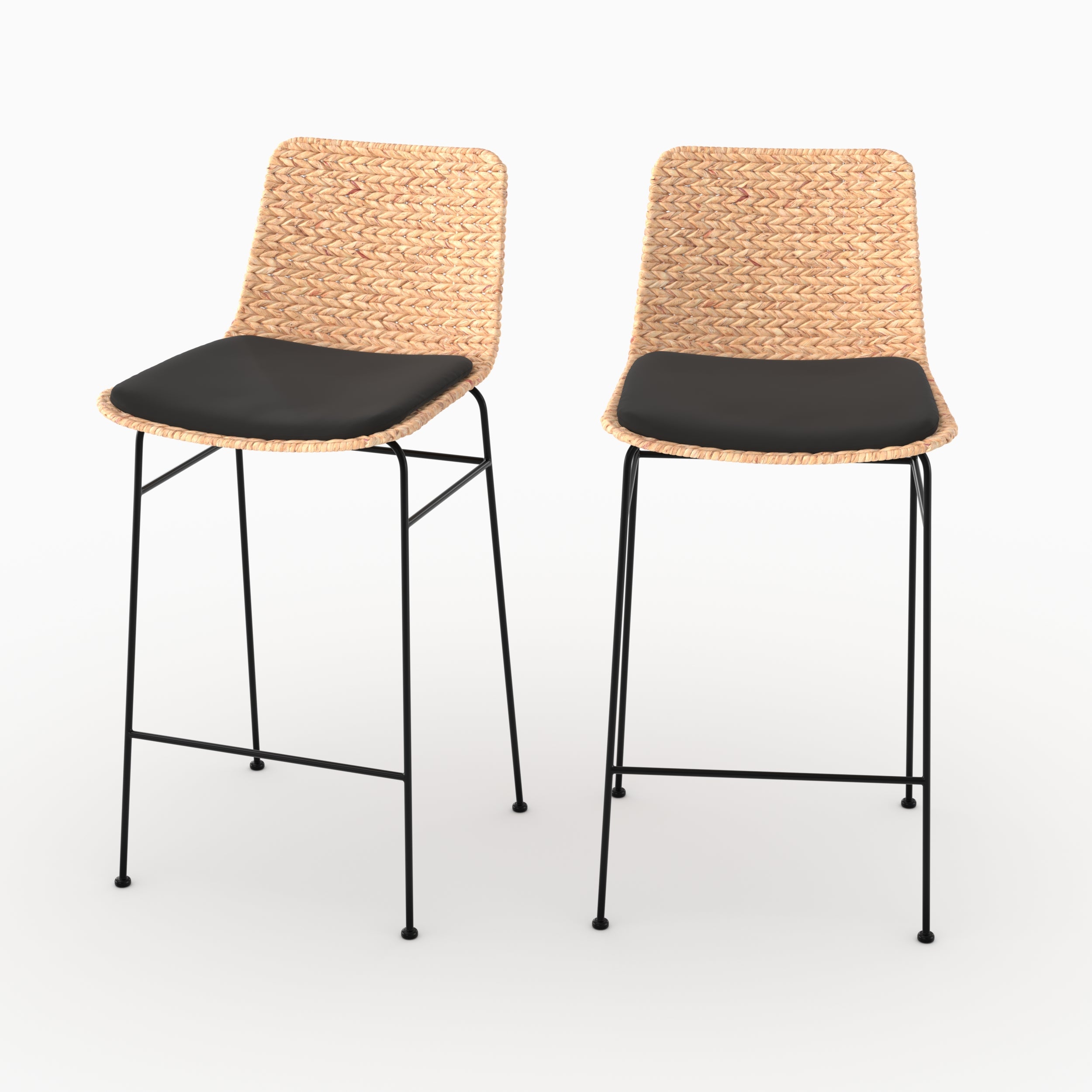 Faro - Set of 2 Central Island Chairs in Natural and Black Material