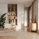 Fauteuil Kuna en teck et cuir tressé blanc