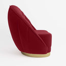 Fauteuil Betty en velours bordeaux, base cerclage or effet laiton - Potiron Paris