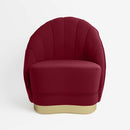 Fauteuil Betty en velours bordeaux, base cerclage or effet laiton - Potiron Paris