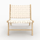 Fauteuil Kuna en teck et cuir tressé blanc