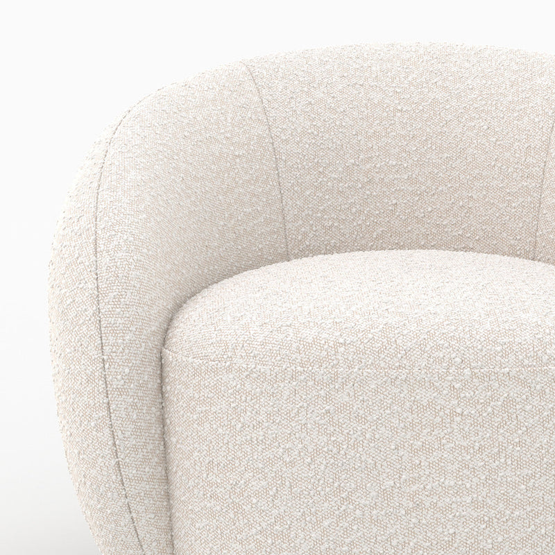 Fauteuil Naya en tissu bouclé blanc
